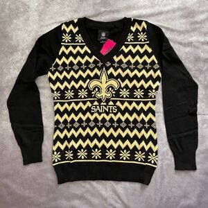 NFL FOCO  New Orleans Saints Pullover Sweater Women Black/Gold Size SMALL